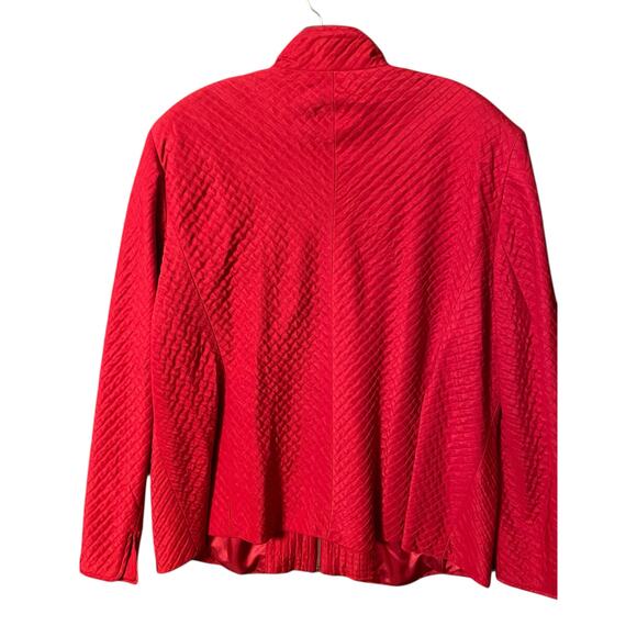 Ellen Tracy Red Quilted Wool-Silk Zip Jacket 20W - Picture 4 of 8